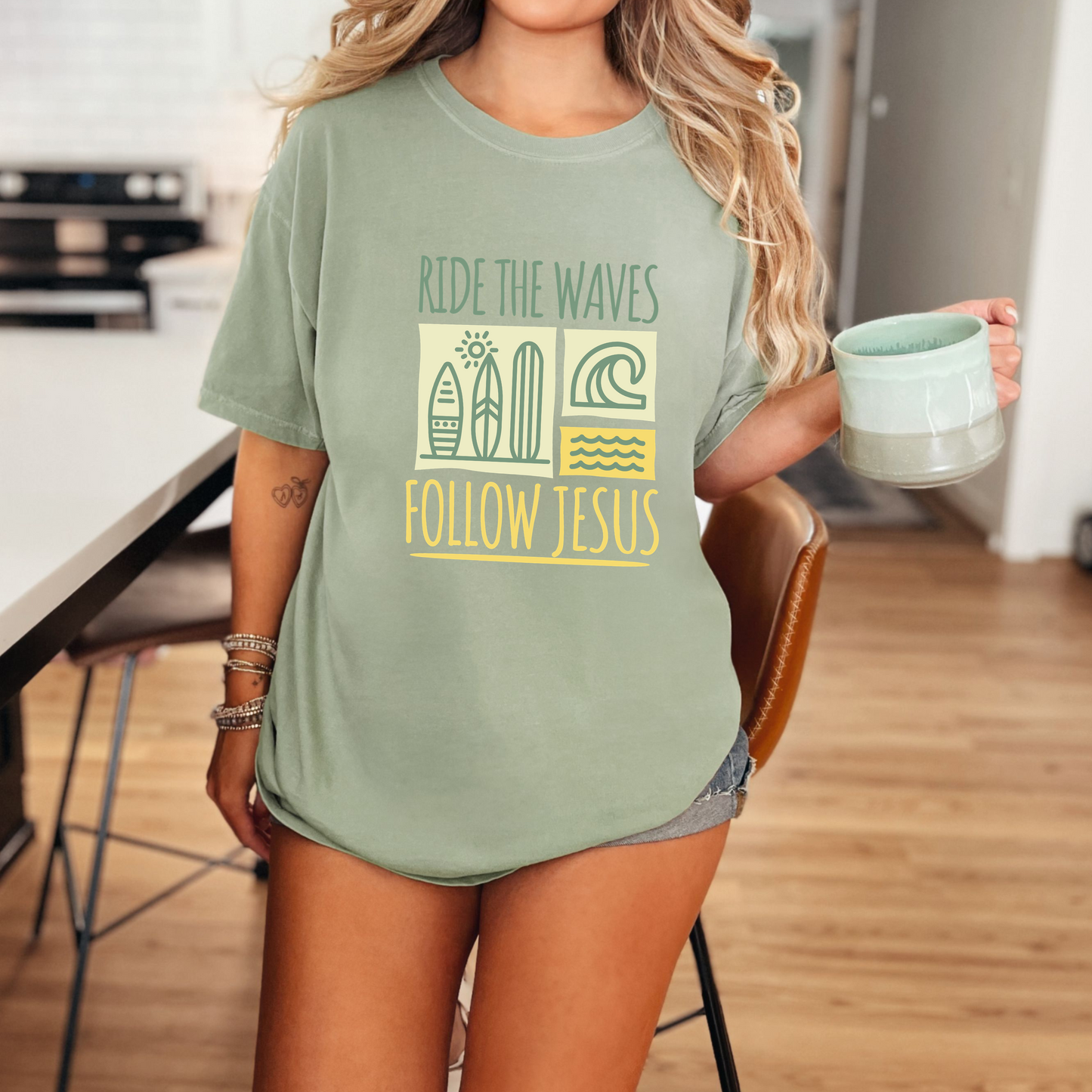 Ride the Waves Follow Jesus Shirt
