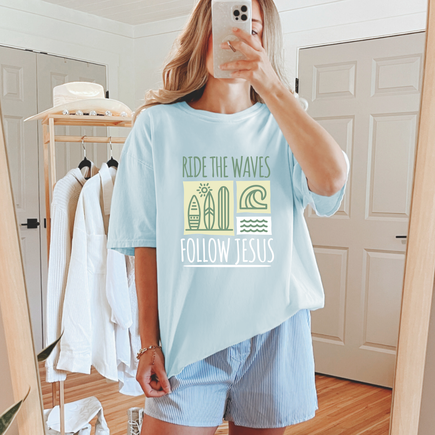 Ride the Waves Follow Jesus Shirt