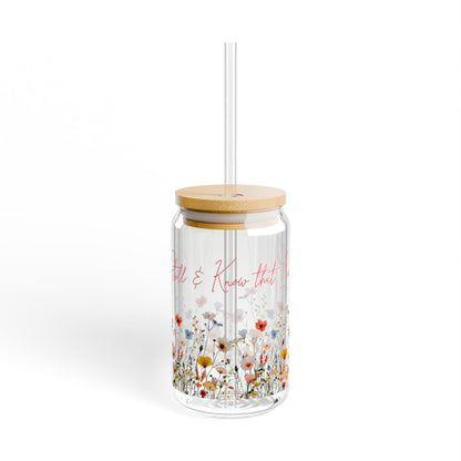 Be Still & Know – Floral Glass Sipper Cup (Psalm 46:10)