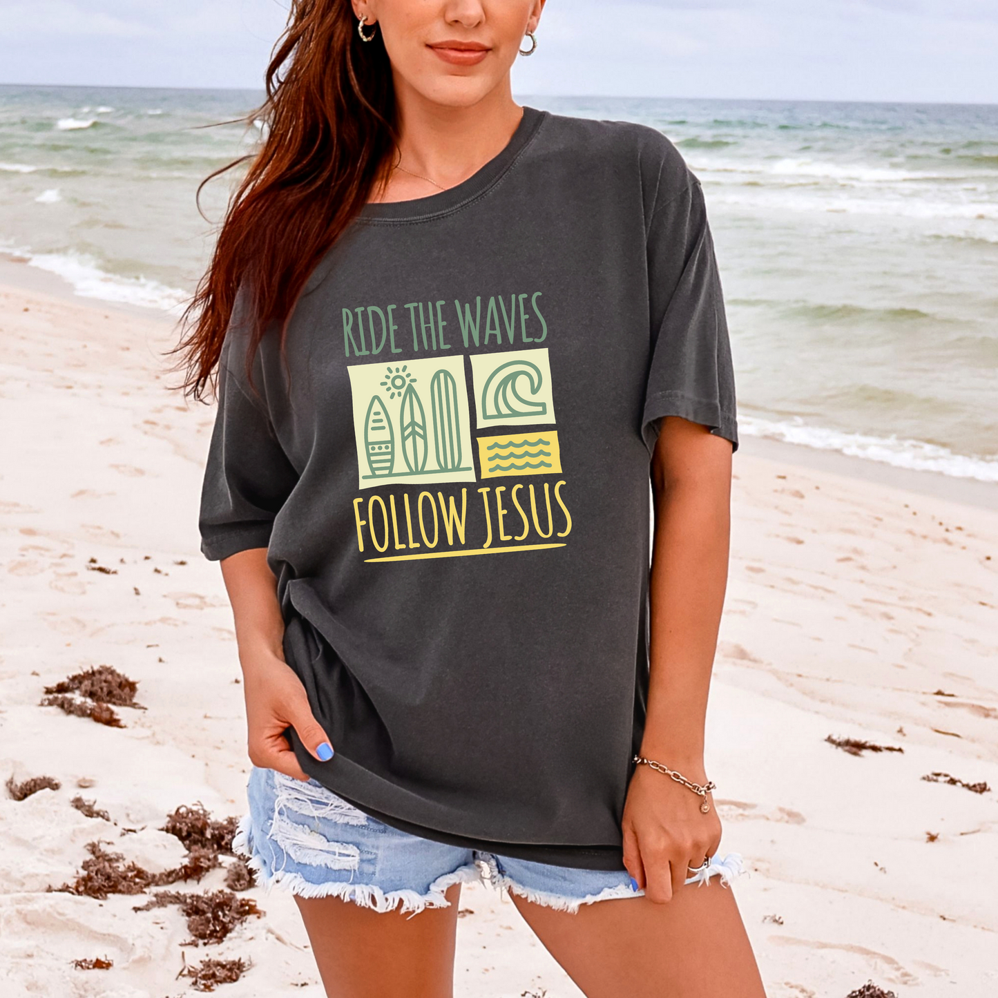 Ride the Waves Follow Jesus Shirt