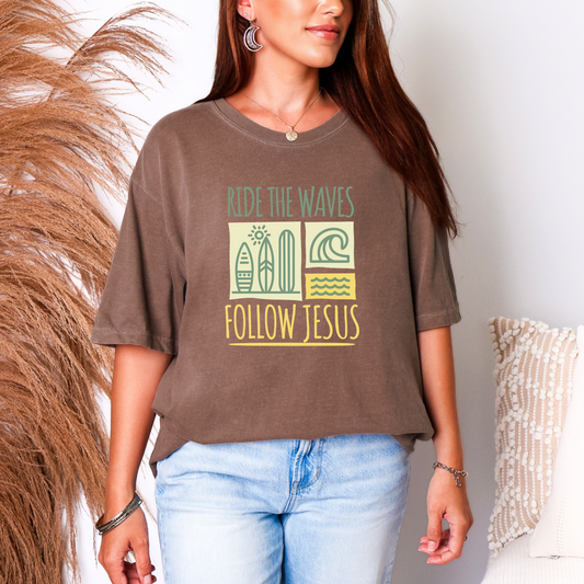 Ride the Waves Follow Jesus Shirt