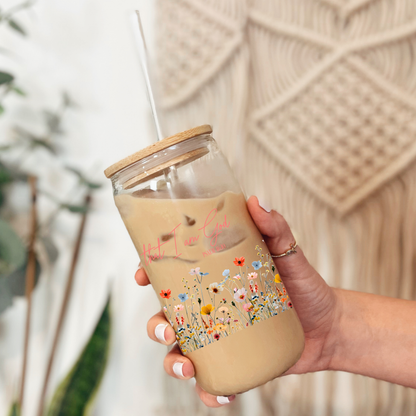 Be Still & Know – Floral Glass Sipper Cup (Psalm 46:10)