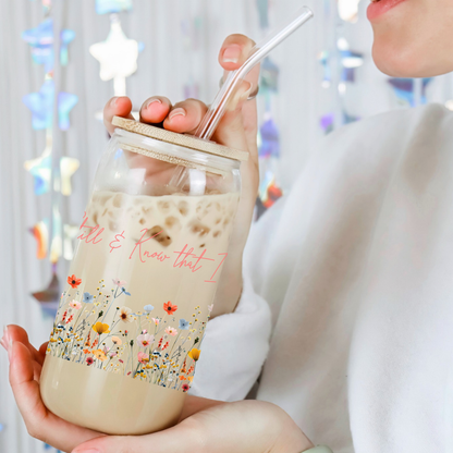 Be Still & Know – Floral Glass Sipper Cup (Psalm 46:10)